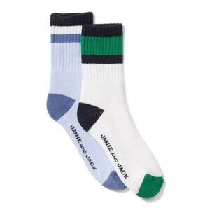 Janie and Jack Youth Boys Size 4-5 Years Striped Athletic Crew Socks 2 Pack Blue